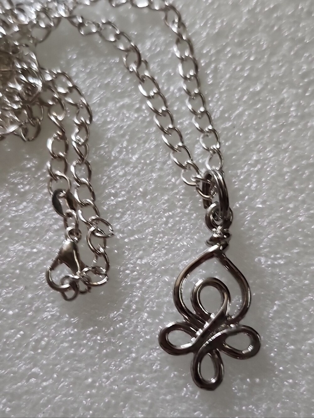 Hand Crafted Silver Floral Loop Pendant Necklace